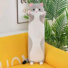 长毛猫毛绒抱枕柔软玩偶，可爱大号毛绒抱枕腿垫，慵懒睡眠伴侣，生日圣诞礼物 - 完美礼物 - 彩色 - 查看 17