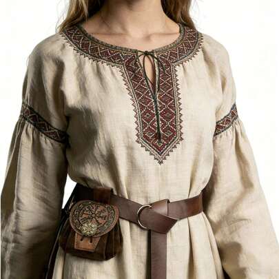 Vintage Viking Vegvisir PU Leather Waist Bag - Medieval Renaissance Belt Pouch For LARP Cosplay Pirate Costume Accessories