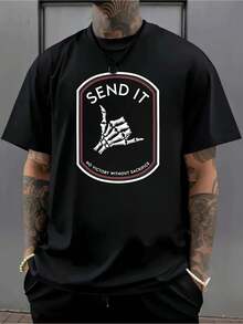 Men Plus Size T-Shirts - Black - View 1
