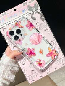 1pc Shockproof Flower Print Phone Case, Transparent With Large Camera Hole, Suitable For IPhone 17 Air/17 Pro Max/17/16 Plus/15/14/13/12/11/XS Max/XR/7/8 - Multicolor - View 3