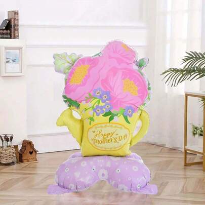 1pc/2pcs New 56.1 Inch Large Base Mother's Day Flower Balloon - Perfect Room Decor To Celebrate Mother's Day