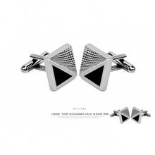 Men's Square Plaid Cufflinks, New Arrival Simple Stripe Check Cuff Links For French Dress Shirts, Fashion Personality Business Casual Jewelry Accessories - Silver - View 4