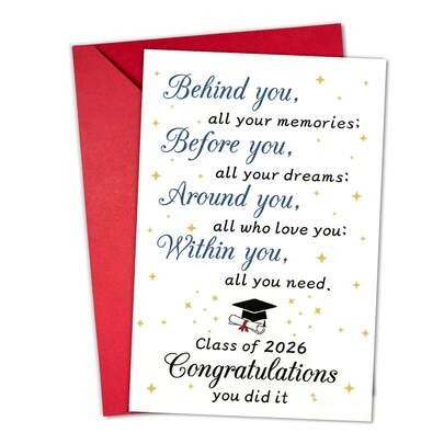 2026 Graduation Season Greeting Card For Friends And Classmates, Inspirational Commemorative Card With Envelope