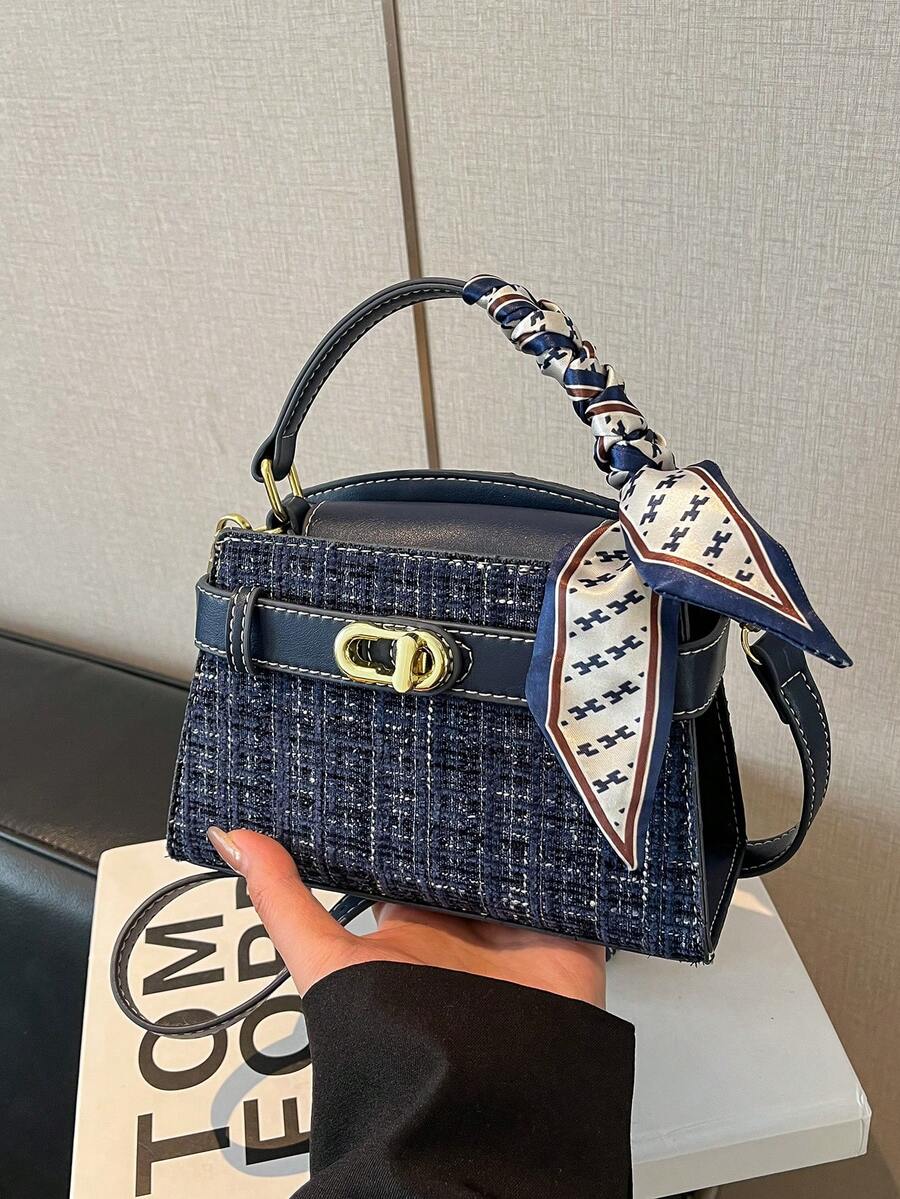 Mini Fashionable Versatile Contrast Color Casual Handbag, Women's Shoulder Crossbody Bag - Royal Blue - View 1