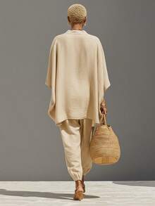 Ladies' Trousers Ensemble - New For Spring/Summer 2026, Featuring A Loose Batwing Sleeve And V-Neck, This Casual Set Is Stylish And Comfortable For Women - 杏色 - 查看 6