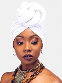 1/2pcs Women's 3D Braided Arabic Turban Hat, Versatile Headwear - White - View 5