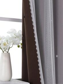 1 chiếc rèm voan họa tiết ngôi sao rỗng, rèm hai lớp bằng polyester cản sáng, thích hợp cho phòng khách và phòng ngủ, kiểu dáng dễ thương. - Cà phê nâu - Xem 7