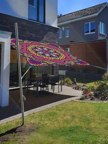 1pc Outdoor Thick Waterproof Sunscreen Gradient Mandala Floral Green Bohemian Pattern Outdoor Garden Patio Canopy Beach Sunshade (Ropes Included, No Frame) - Multicolor - View 2
