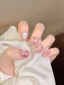 10pcs Handmade,Nail,Press On Nails,Valentine's Day,Gift,Spring And Summer Nails,Round Nails,Spring Nail,Nails Press On,Press On Nails Short,Fake Nails,Short Nails,Press On Nails Acrylic,Handmade Press On Nails,Detachable And Reusable ﻿ - Multicolor - View 6