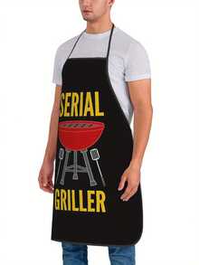 [Durable Design] Adjustable Cooking Apron For Grill - Black With Red Pattern, Suitable For Men And Women, Retro Style, Suitable For Home And Outdoor Cooking, Durable Fabric, Barbecue Apron - 60*80cm - View 5