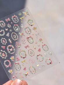 1pc 5D Crystal Diamond Nail Sticker, Pink Swan Flower Frame Butterfly Pattern, Self-Adhesive Nail Art Sticker, Cute DIY Decorative Accessory Nails Nail Stickers - Multicolor - View 6