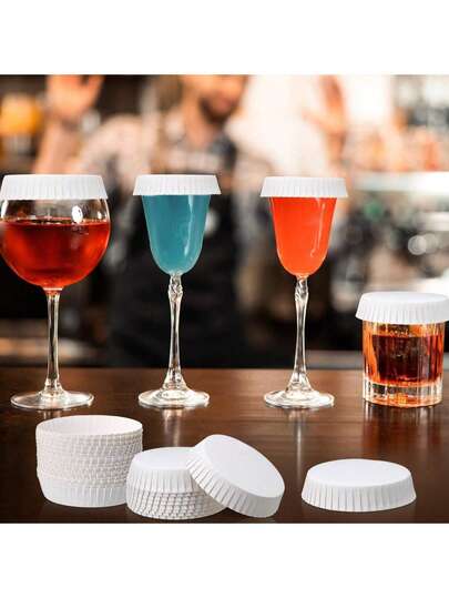 1-200pcs Paper Cup Lids, Hot Drink Covers, Reusable Paper Beverage Lids, Suitable For Home, Cafe, Hotel, KTV, Bar, Can Also Be Used As Glass/Mug/Stemware/Coffee Cup Covers To Prevent Dust, 2.76 Inch (7cm) White Paper Cup Lids; Cup Accessories; Cups