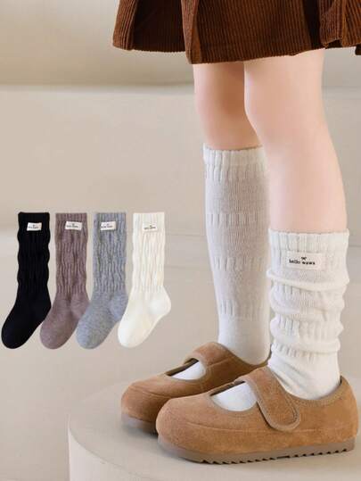 1 Pair Kids Mid-Calf Socks, Boys & Girls Knee High Socks For Spring & Autumn