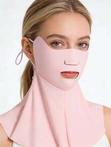 Khẩu trang chống nắng toàn mặt và cổ, chống tia UV UPF50+ bằng lụa băng, thoáng khí với thiết kế mở tiện lợi để uống và ăn, chất liệu lụa băng mát lạnh, bảo vệ mắt 3D, dây đeo tai có thể điều chỉnh, không làm trôi lớp trang điểm. - Mũi hở - Xem 3