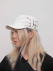 Mũ lưỡi trai kiểu Mỹ cổ điển, chất liệu denim mài, đỉnh bằng phẳng, đính đinh tán, kiểu dáng độc đáo, thích hợp cho người có đầu to hoặc khuôn mặt to. - mũ bóng chày - Xem 7