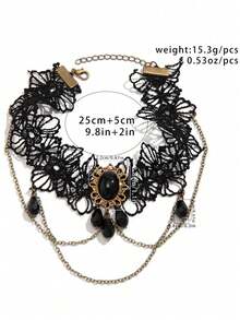 Vòng tay tua rua nhiều lớp mặt dây chuyền pha lê đen, kiểu dáng Gothic, có thể điều chỉnh kích cỡ, phù hợp với đồ bơi, váy đi biển, hộp đêm và các dịp khác, kiểu dáng thời trang, thích hợp làm quà tặng sinh nhật, Ngày Valentine, Ngày của Mẹ và các dịp khác. - Nhiều màu - Xem 10