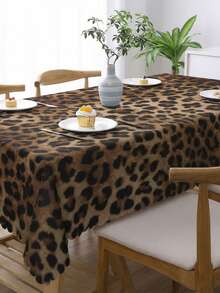 1pc Fashionable Leopard Print Tablecloth, Durable Polyester Table Cover With Ruffle Edges, Stain-Resistant Waterproof Washable Wrinkle-Free Table Protector, Suitable For Thanksgiving, Christmas, New Year Party, Weekend Brunch, Home Decor, Essential Dining Table, Kitchen, Wedding Decoration - Multicolor - View 19