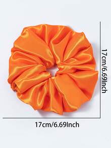 1pc Women's Minimalist Fashion Large Satin Scrunchie Hair Accessory Ponytail Holders Scrunchy Hair Elastics - Orange - View 3