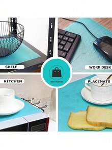 4pcs Waterproof Refrigerator Mats, Rectangular Anti-Moisture Pads, Washable Chamomile & Lemon Pattern (Green), Suitable For School, Office, Home, Travel - Multicolor - View 4