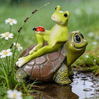 Premium Resin Frog & Snail Garden Statue Set - Whimsical Outdoor Animal Sculptures With Rain-Resistant Finish - Decorative Yard Art For Patio, Lawn, Or Balcony - Cute Figurines To Create A Magical Fairy Garden - Ideal Gift For Mom, Gardeners, Or Anyone Who Loves Whimsical Home & Outdoor Decor
