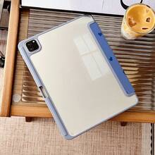 1 Ốp lưng bảo vệ máy tính bảng bằng acrylic trong suốt cao cấp, họa tiết trái tim nhỏ màu xanh trắng dễ thương, có khe cắm bút, chân đế từ tính đa góc và chức năng tự động bật/tắt màn hình, tương thích với iPad Pro/Air, và Pad 5/6/25. - Nhiều màu - Xem 3