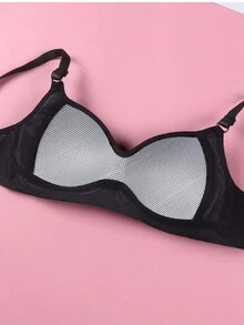 3件套女童纯色罗纹无钢圈文胸，舒适可调节肩带，适合13-16岁女孩 - 彩色 - 查看 5