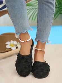 Dép lê lưới ren kiểu dáng mới mùa Xuân/Hè 2026, giày slip-on khoét lỗ dành cho nữ. - màu đen - Xem 5