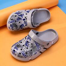 Sandalias de hombre con estampado de graffiti, cómodas, versátiles y transpirables - Gris - Ver 4