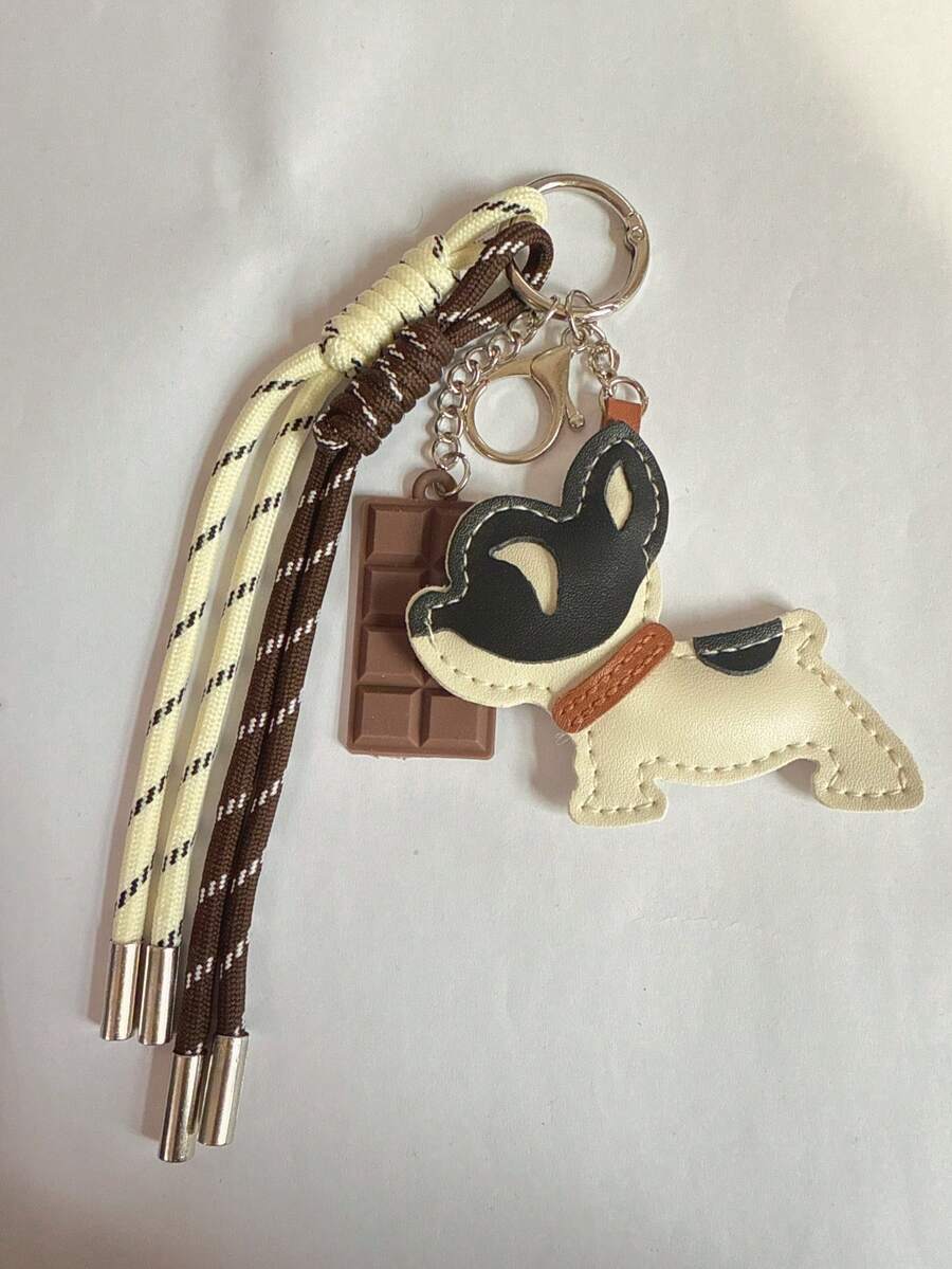 Y2K风格酷女孩风，小狗钥匙扣，汽车钥匙扣，椒盐脆饼钥匙扣，算盘钥匙扣，腊肠犬绳挂饰腕带，适合女孩、女士、办公室、学校，送给她的小礼物，可以提升你的优雅气质，INS博主同款腊肠犬巧克力小众个性化棒球汽车钥匙扣包挂绳 - 彩色 - 查看 1