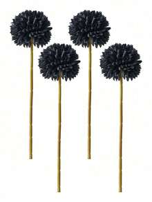 8/16pcs Artificial Chrysanthemum Ball Flowers Dandelion Hydrangea Arrangement Bouquet Present For Friends Bridal Wedding Bouquet Decor For Home Office Coffee House Party Wedding Decoration - Black - View 8
