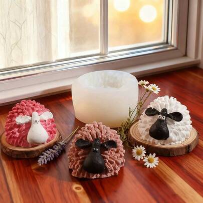 Khuôn nến hình cừu hoạt hình, khuôn tự làm xà phòng, nhang, thạch cao, nhựa resin hình động vật, khuôn trang trí nhà đa năng.