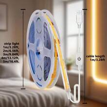 Dây đèn LED COB 2M/5M nguồn USB có công tắc cảm ứng điều chỉnh độ dài, có thể cắt theo ý muốn, thích hợp cho phòng khách, phòng ngủ, tủ quần áo, phông nền TV, nhà bếp. - Dải đèn COB - Xem 12