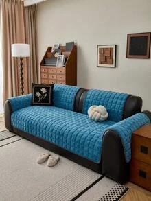 1 chiếc vỏ đệm sofa nhung cao cấp, kiểu dáng tối giản hiện đại, bảo vệ sofa quanh năm, thoáng khí, chống trượt, chống bụi, có thể giặt máy, không biến dạng, chống phai màu, bền, chống trầy xước do thú cưng, phù hợp với sofa 1-4 chỗ, sofa chữ L, văn phòng, phòng ngủ, phòng học. - Màu xanh lam - Xem 3
