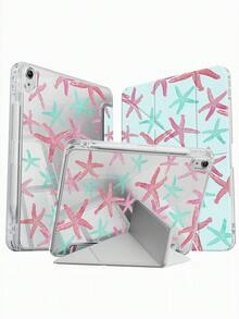 1pc Cute Cartoon Tricolor Starfish Double-Sided Acrylic Transparent Crystal Back Cover, Shock-Resistant And Durable, Suitable For IPad 7th, 8th And 10th Generation (10.2 Inch). It Has A Built-In Pen Slot And Supports Sleep/Wake Function. An Ideal Gift For Halloween And New Year. - Multicolor - View 5