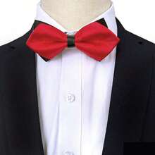 1件男士图案领结，商务正式晚宴领结，英伦风时尚百搭西装花朵翻领别针，高端格子波点黑色底三角形领结，优雅 - 彩色 - 查看 14