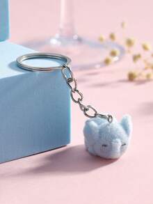 Chaveiro Fofo de Elefante Azul 3D Aveludado, Lindo Casal de Animais Ornamentais de Desenho Animado Pingente para Bolsa/Telefone/Chave, Acessórios de Carro Presentes de Festa, Cordões de Identificação Escolares com Suporte, Encantos de Acessórios de Bolsa de Carro - Multicolorido - Visão 8