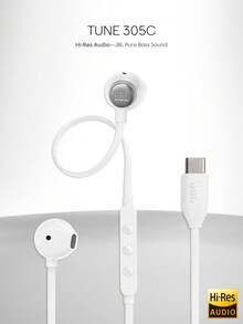 JBL Tune 305C USB C Wired Earbuds Hi Res Audio Semi In Ear Headphones With Microphone 3 Button Remote Tangle Free Flat Cable For PC Mac Laptop Phone Tablet Plug And Play - View 11