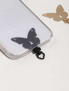 360°旋转超薄0.2mm手机垫，复古蝴蝶图案，304不锈钢手机夹，手机挂绳配件，单扣垫，超薄防丢背贴，坚固连接垫，单耳耳机夹，通用腕带金属垫贴片夹 - 彩色 - 查看 8