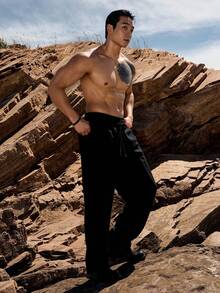 MIVADA Men's Premium Wide-Leg Pants With Adjustable Drawstring | Lightweight, Comfortable, And Stylish | Available In Black And White - màu đen - Xem 2