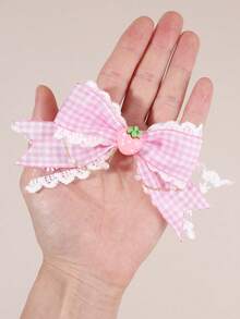 2pcs Strawberry Hair Bows For Women Girls Red Plaid Lace Bow Alligator Clips With Strawberry Accessory Cute Sweet Vacation Bow Hair Clips Adorable Strawberry Checkered Bow Barrettes Women Hair Accessories, Flat Claw Clip, Hair Slide, Hair Claws, Head Accessories, Hairpin - Pink Strawberry - 查看 7