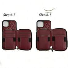 1 chiếc ví da cao cấp hình thoi có mùi thơm, da chần bông với họa tiết lông cừu, ví đeo chéo có dây xích, ví đựng tiền xu, ví đựng thẻ, ốp bảo vệ cho nữ, tương thích với iPhone 17 16 15 14 13 12 11 Galaxy, màu đen/mơ/hồng/nâu vàng/đỏ tía/tím/cam/đen tuyền/trắng thanh lịch, quà tặng mùa xuân, kỷ niệm, sinh nhật, tiệc tùng. - Màu Đỏ Sâu - Xem 5