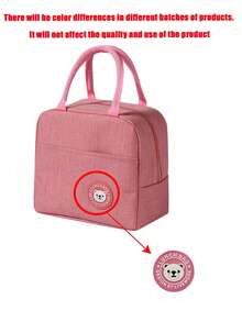 1pc Bear Pattern Insulated Lunch Bag, Thermal Lunch Box Tote - Navy Blue - View 9