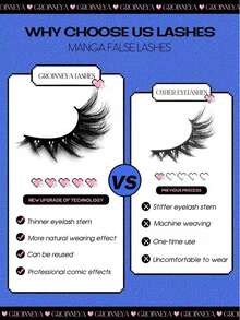 5对猫眼假睫毛，仿貂毛蓬松纤长自然款假睫毛，美妆睫毛嫁接 - 黑色 - 查看 5