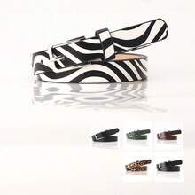 1pc Women's Leopard Print Belt, Fashionable Skinny Zebra Pattern Waist Belt, Versatile Clothing Accessory - Multicolor - View 2