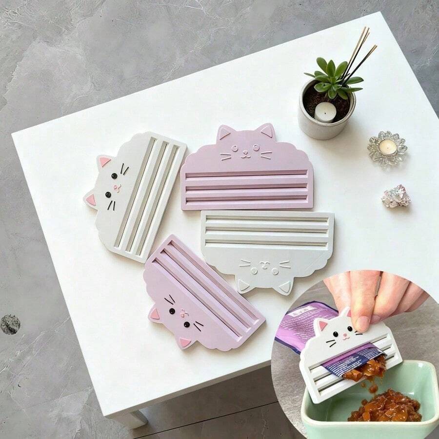 1个猫粮挤压器 - 高效挤压袋装猫粮，最大限度地利用每一口，防止浪费 | 设计便于清洁喂食，适用于所有猫粮袋，易于清洗