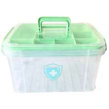 1pc Large Capacity Plastic Multi-Layer First Aid Medicine Storage Box With Buckle Lid And Handle - Portable Medicine Storage Box Suitable For Home, Travel, Home And Office, Random Transparent Color - Multicolor - View 10
