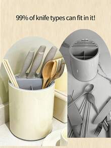 1 szt./3 w 1 uchwyt na przybory kuchenne do blatu z blokiem na noże i półką na sztućce. - Zobacz 9