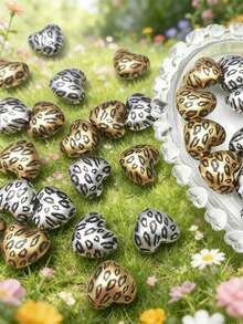 5/10/20/30/50pcs Multi-Color Fashionable Cute Leopard Print Heart Beads, Focal Beads Suitable For DIY Necklace, Bracelet, Earring, Keychain, Phone Strap, Decorative Pen, Couples Gift - Multicolor - View 9