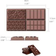 1个巧克力棒模具，不粘硅胶巧克力模具，硅胶深模具，4种不同图案，适用于填充零食糖果棒模具 - 彩色 - 查看 2
