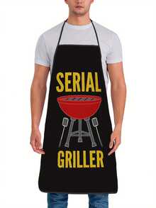 [Durable Design] Adjustable Cooking Apron For Grill - Black With Red Pattern, Suitable For Men And Women, Retro Style, Suitable For Home And Outdoor Cooking, Durable Fabric, Barbecue Apron - 60*80cm - View 3